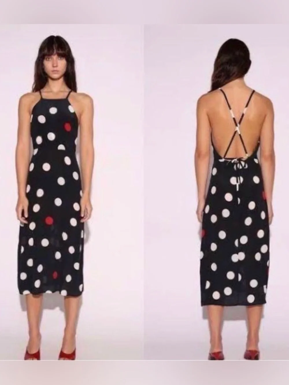 Réalisation Par Polka Dot Silk Halter Dress - Picture 2 of 8